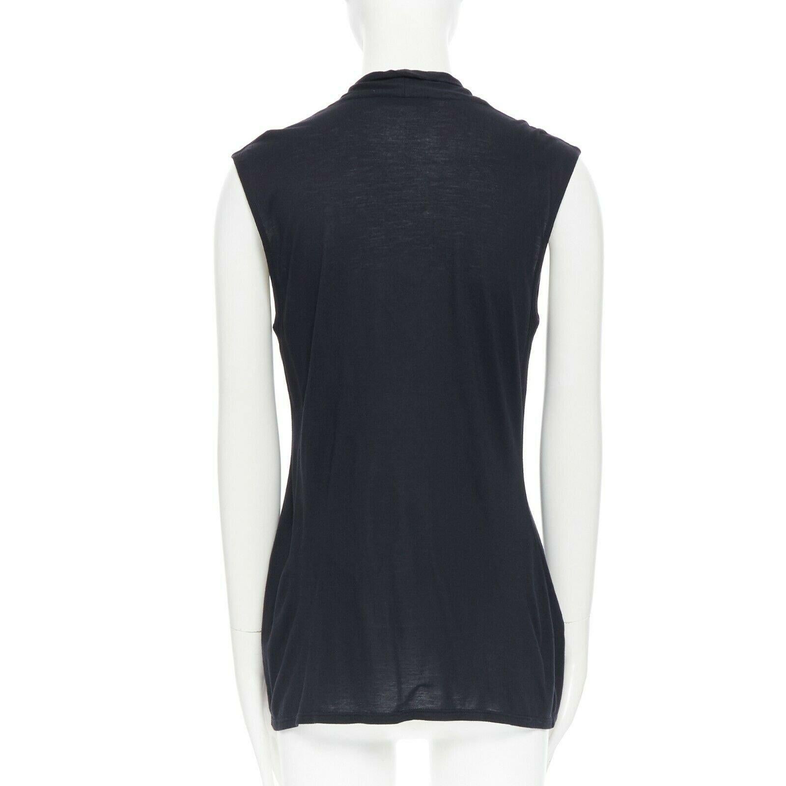 THE ROW black V-neck fold drape elongated vest tank top shirt S In Good Condition In Hong Kong, NT