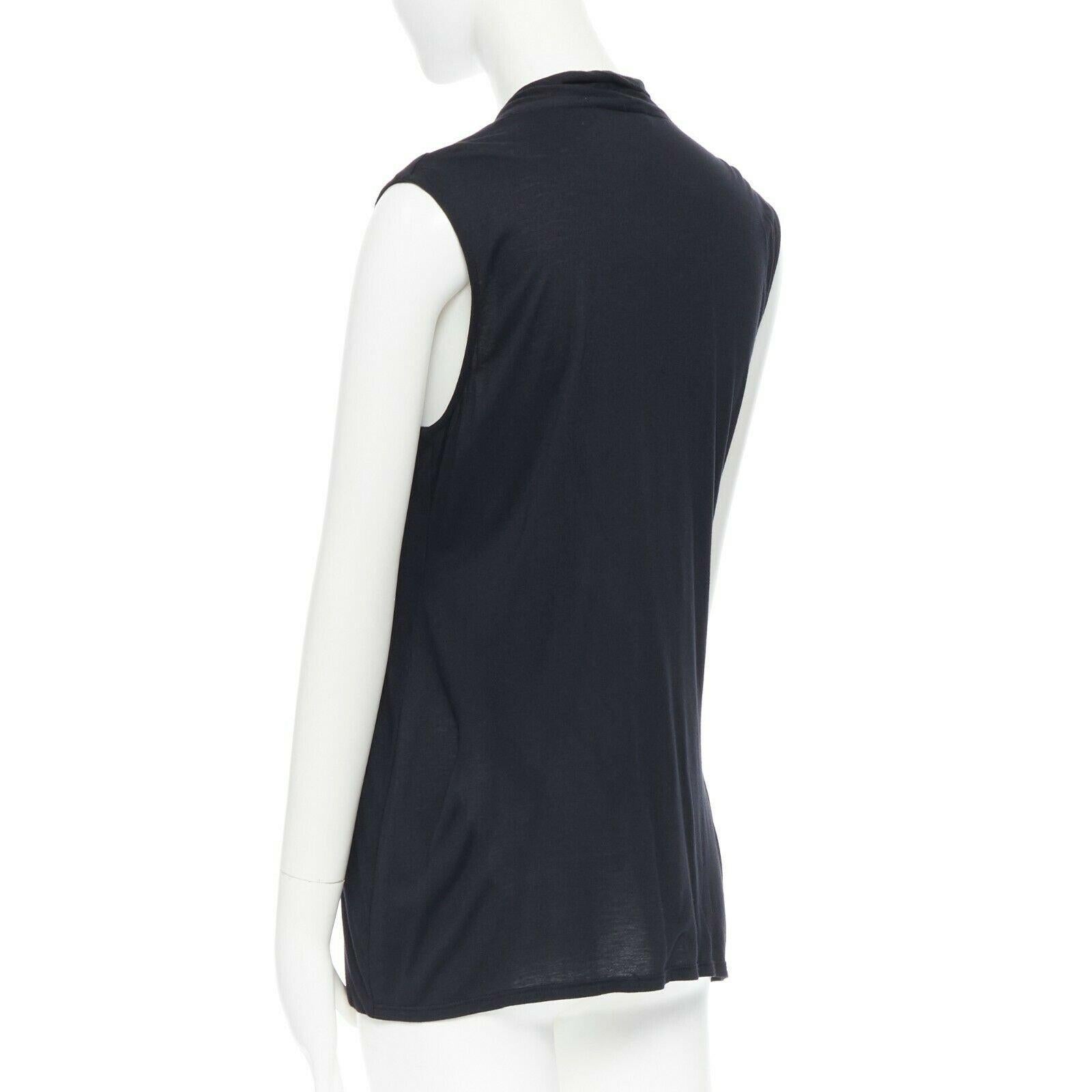 Women's THE ROW black V-neck fold drape elongated vest tank top shirt S