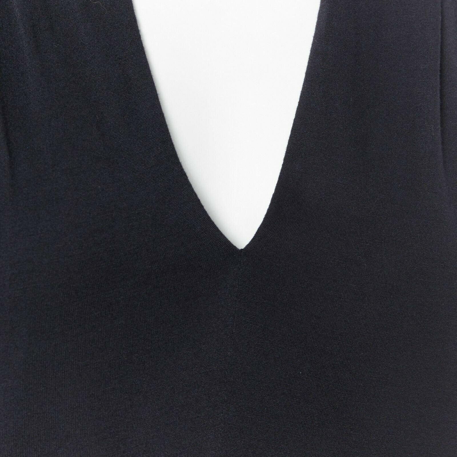 THE ROW black V-neck fold drape elongated vest tank top shirt S 1
