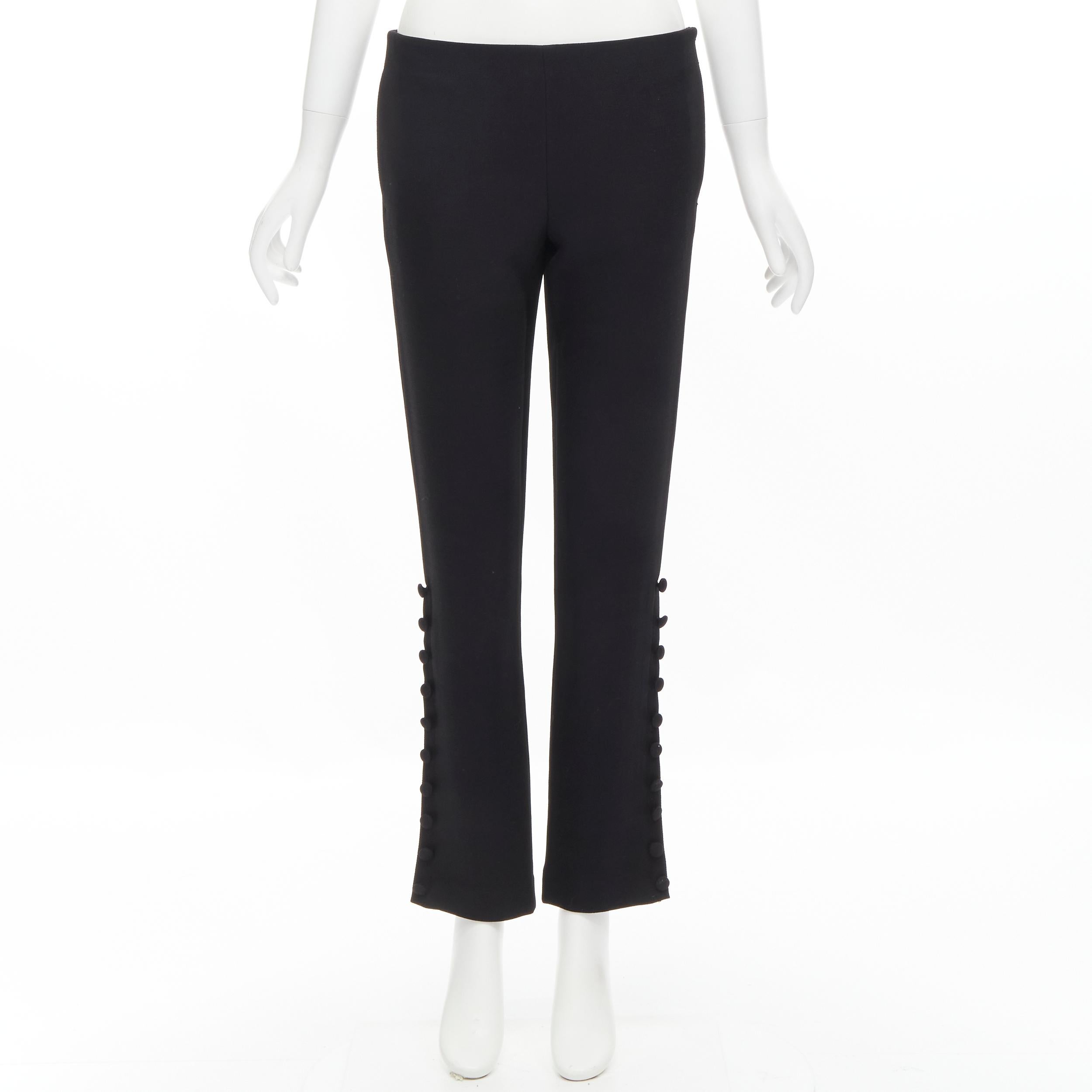 THE ROW black virgin wool button hem straight leg trousers pants US2 XS 5