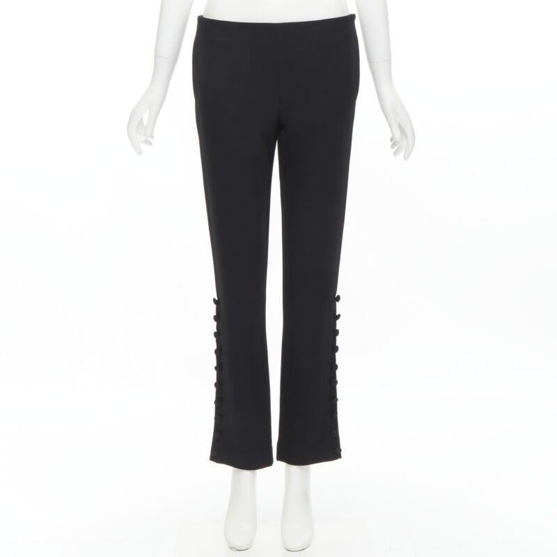THE ROW black virgin wool button hem straight leg trousers pants US2 XS 5