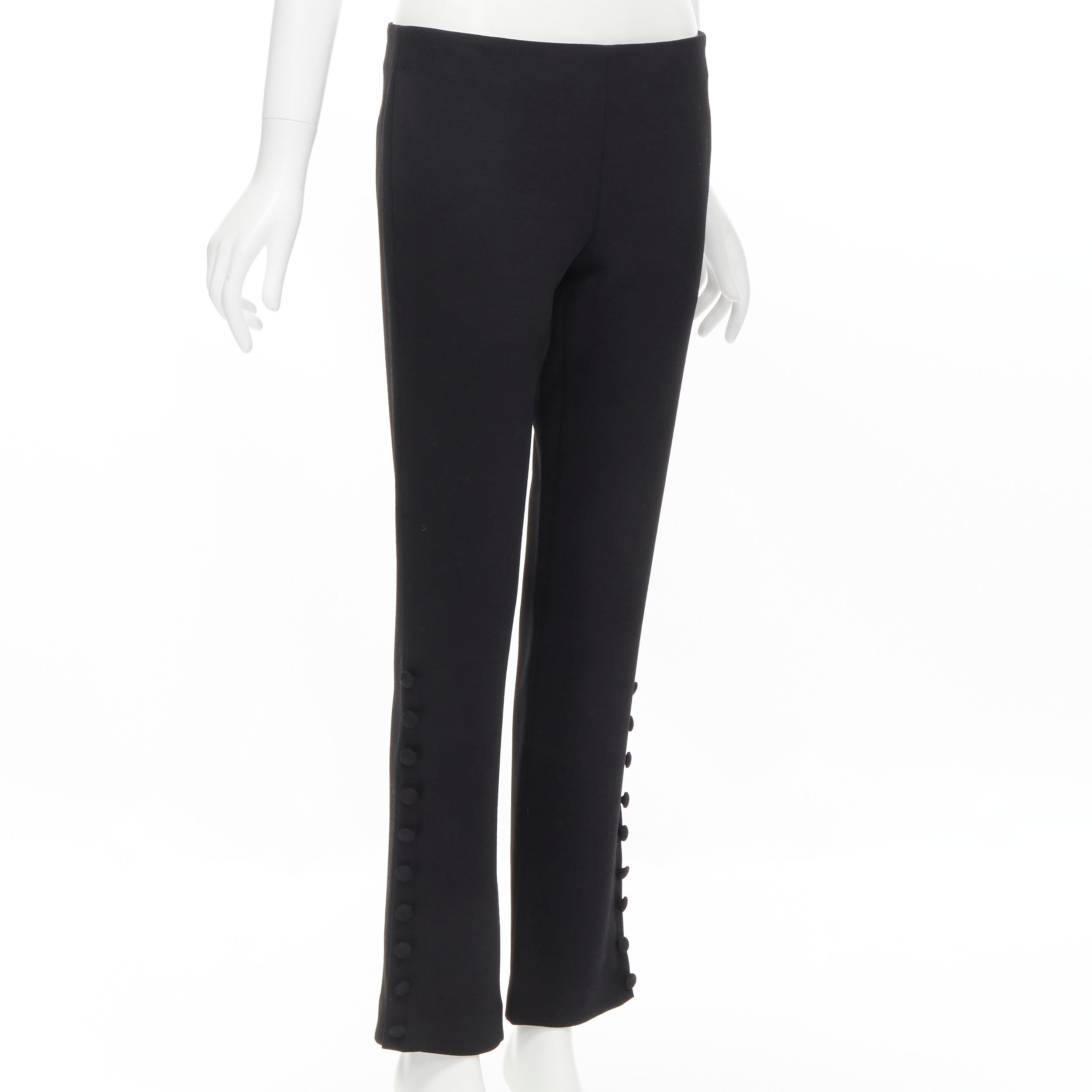 Black THE ROW black virgin wool button hem straight leg trousers pants US2 XS