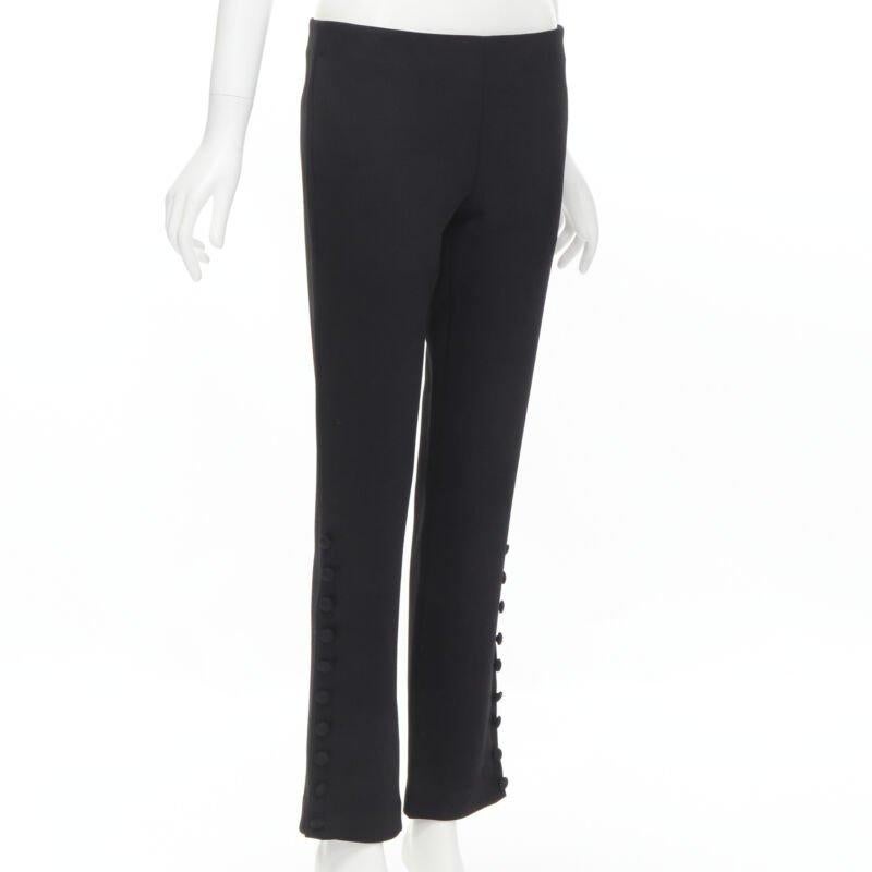 Black THE ROW black virgin wool button hem straight leg trousers pants US2 XS