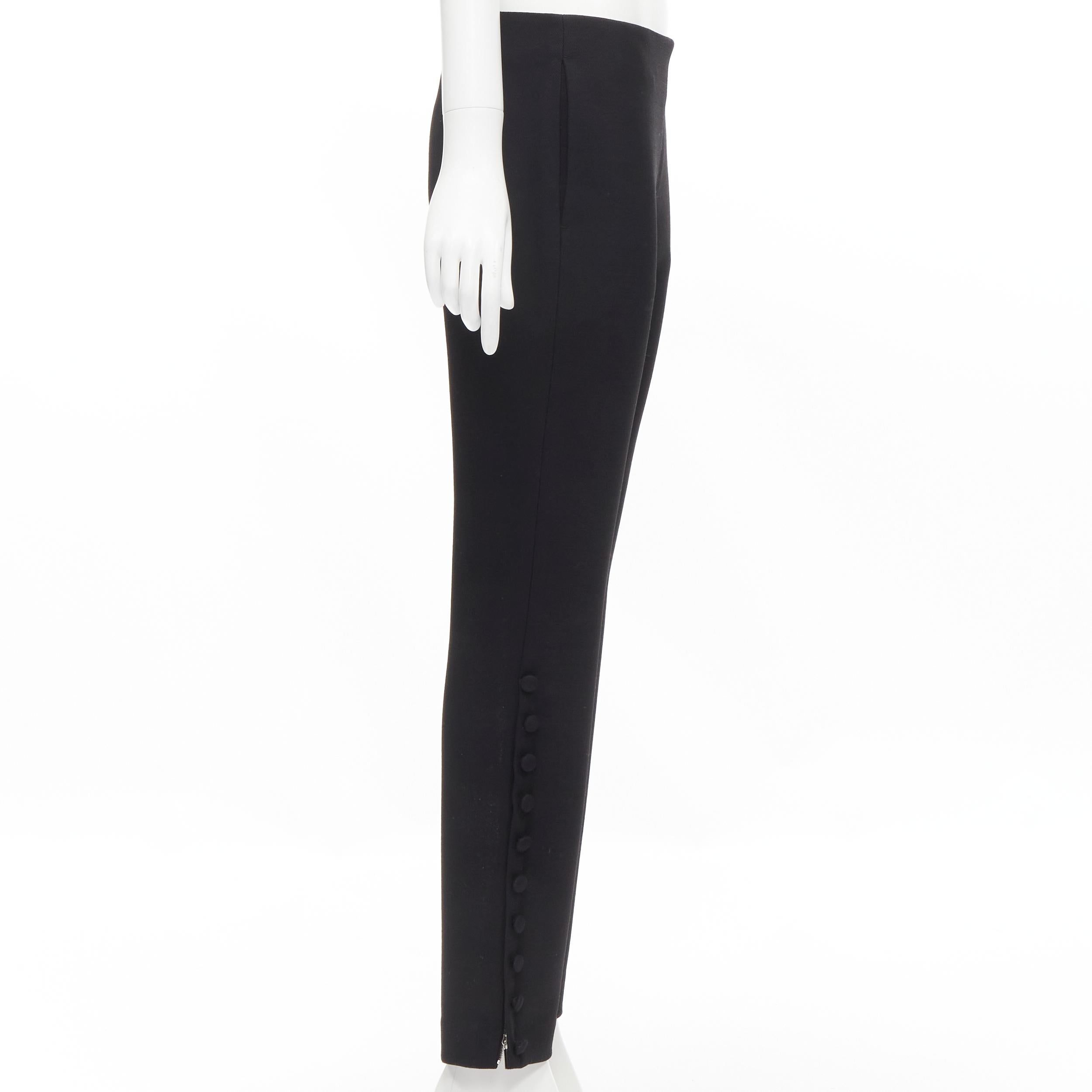THE ROW black virgin wool button hem straight leg trousers pants US2 XS In Excellent Condition For Sale In Hong Kong, NT