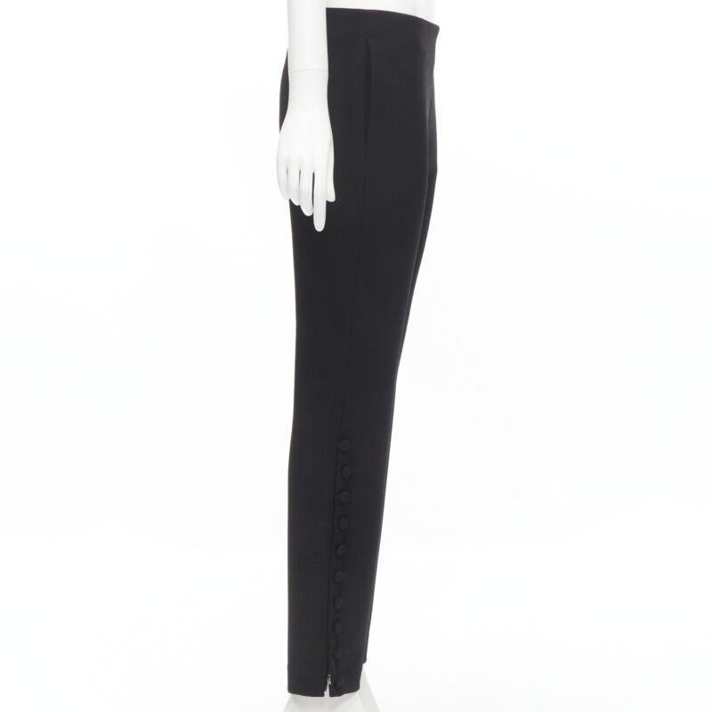 THE ROW black virgin wool button hem straight leg trousers pants US2 XS In Excellent Condition In Hong Kong, NT
