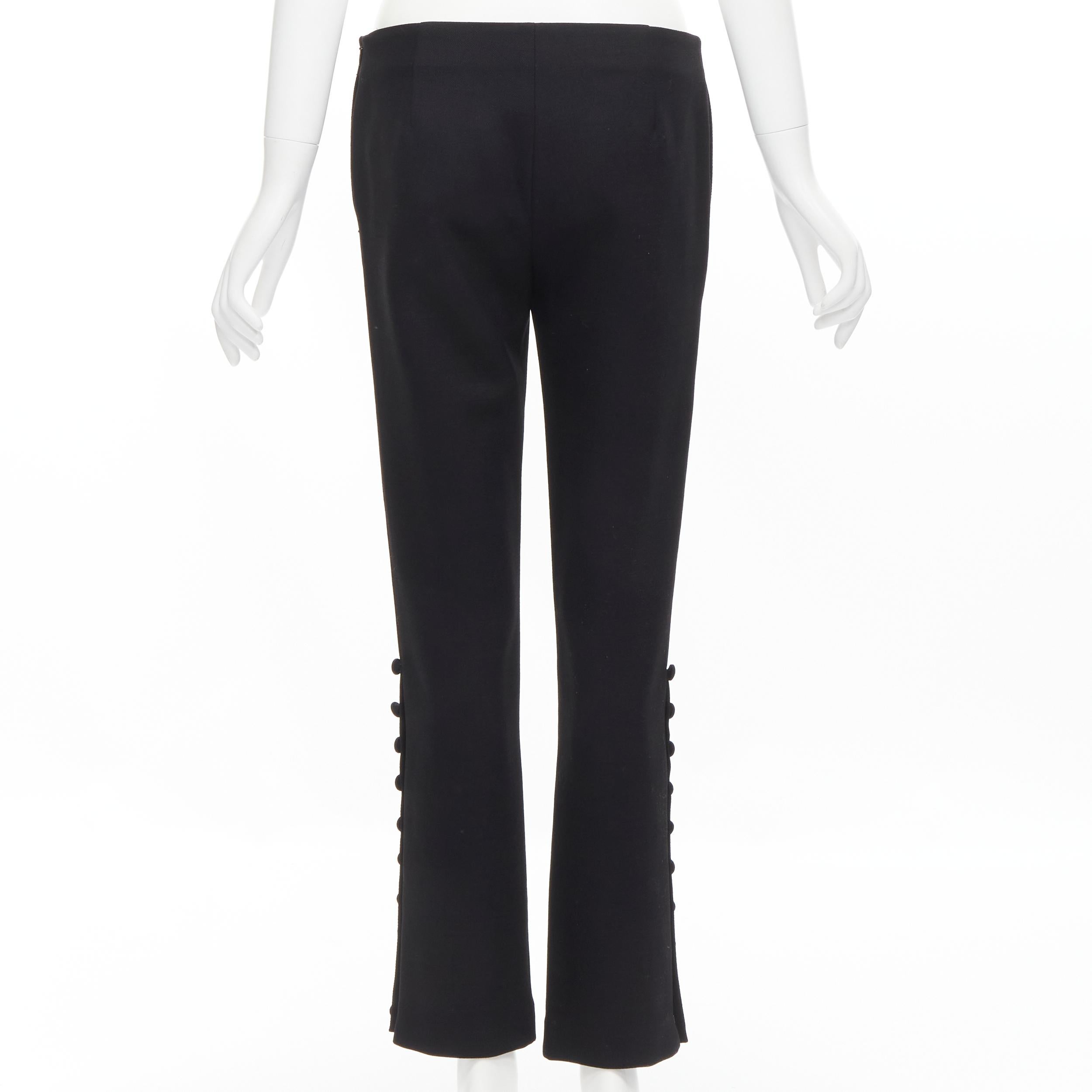 Women's THE ROW black virgin wool button hem straight leg trousers pants US2 XS