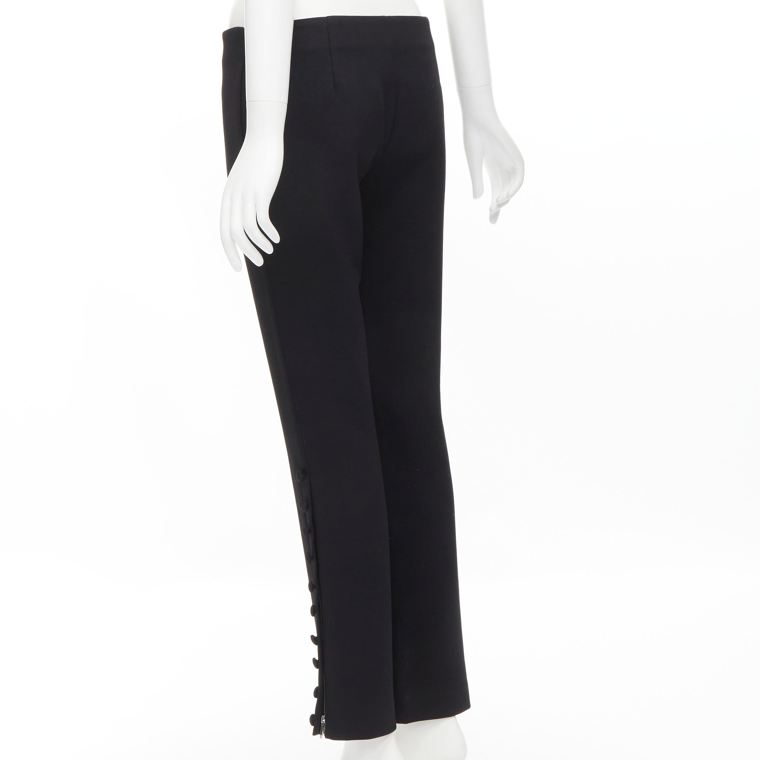 THE ROW black virgin wool button hem straight leg trousers pants US2 XS 1