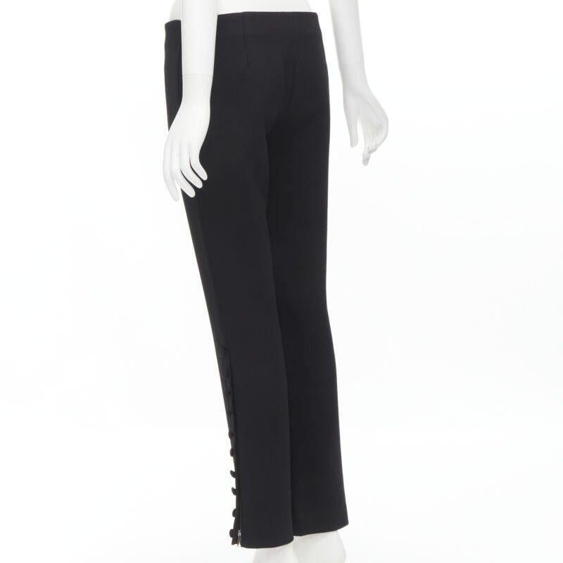 THE ROW black virgin wool button hem straight leg trousers pants US2 XS 1