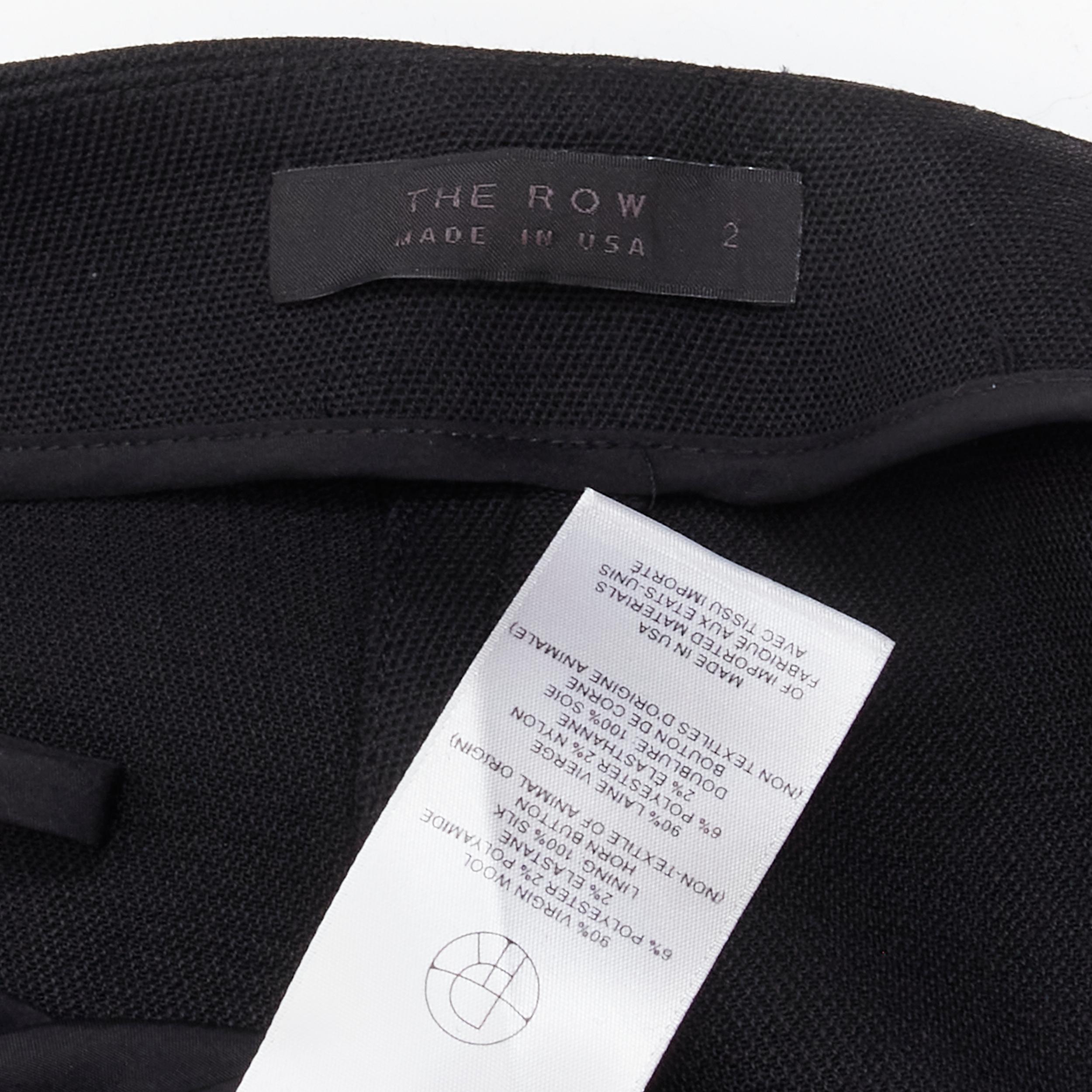 THE ROW black virgin wool button hem straight leg trousers pants US2 XS 4