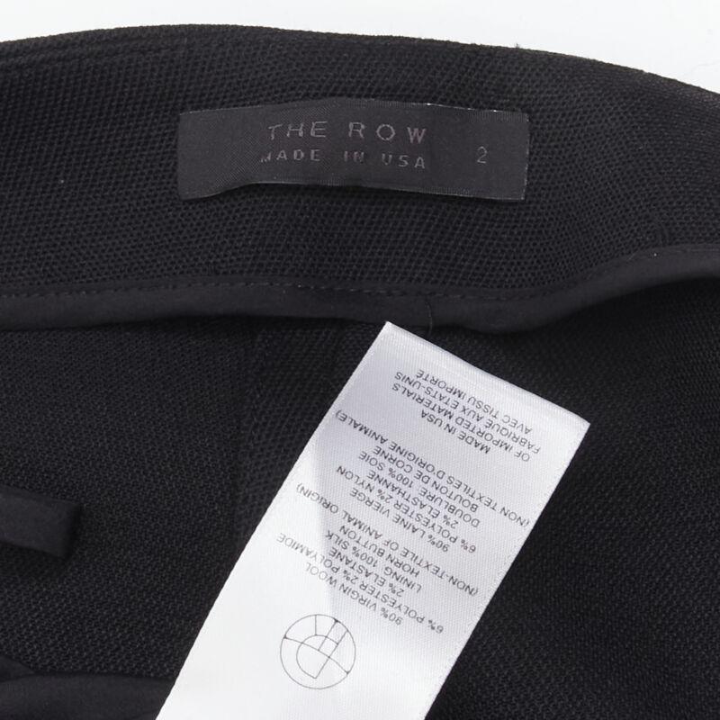THE ROW black virgin wool button hem straight leg trousers pants US2 XS 4