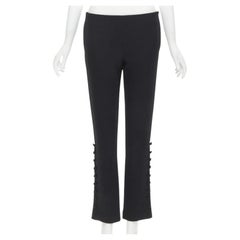 THE ROW Hose aus schwarzer Schurwolle mit Knopfleiste und geradem Bein US2 XS