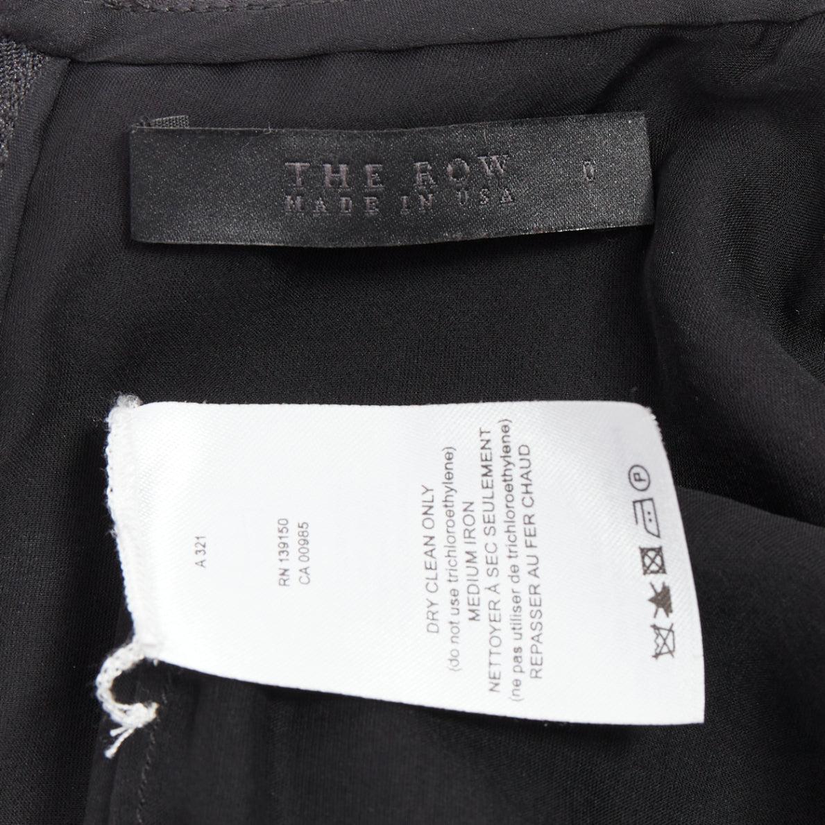 THE ROW black virgin wool silk sheer layer crew neck boxy top US0 XS For Sale 3