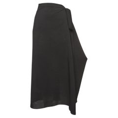 The Row Black Wool Blend Draped Mid-Length Skirt M