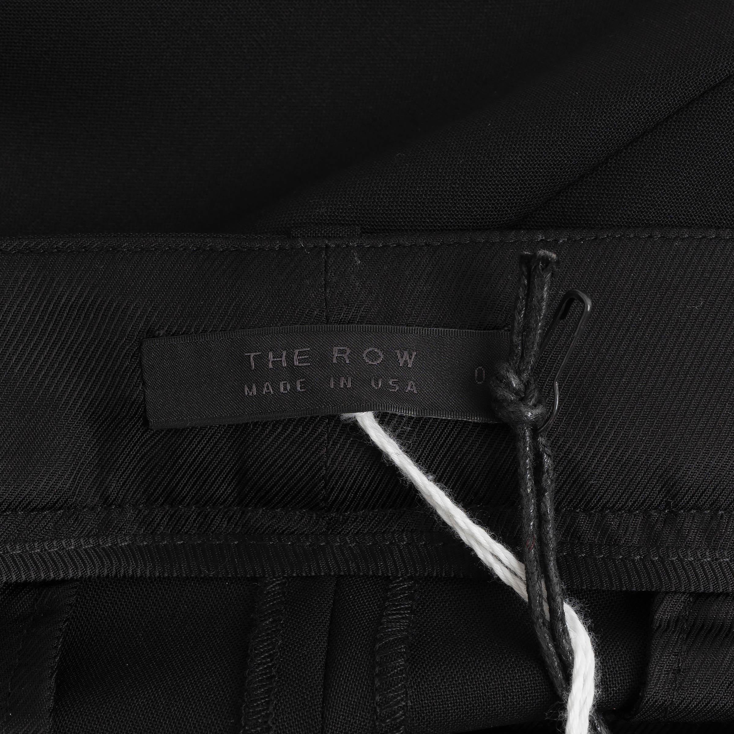 THE Row pantaloni FRANKLIN STRETCH SLIM in lana nera 0 XS in vendita 1