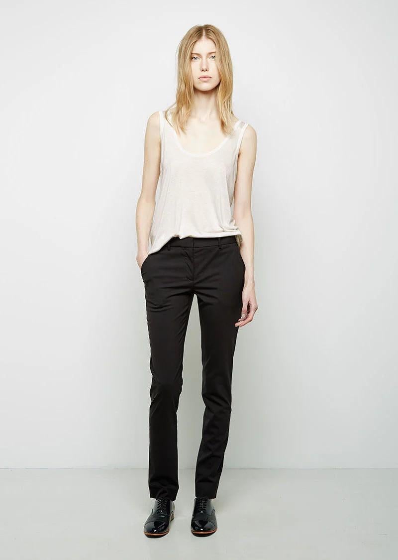 THE Row pantaloni FRANKLIN STRETCH SLIM in lana nera 0 XS in vendita 2
