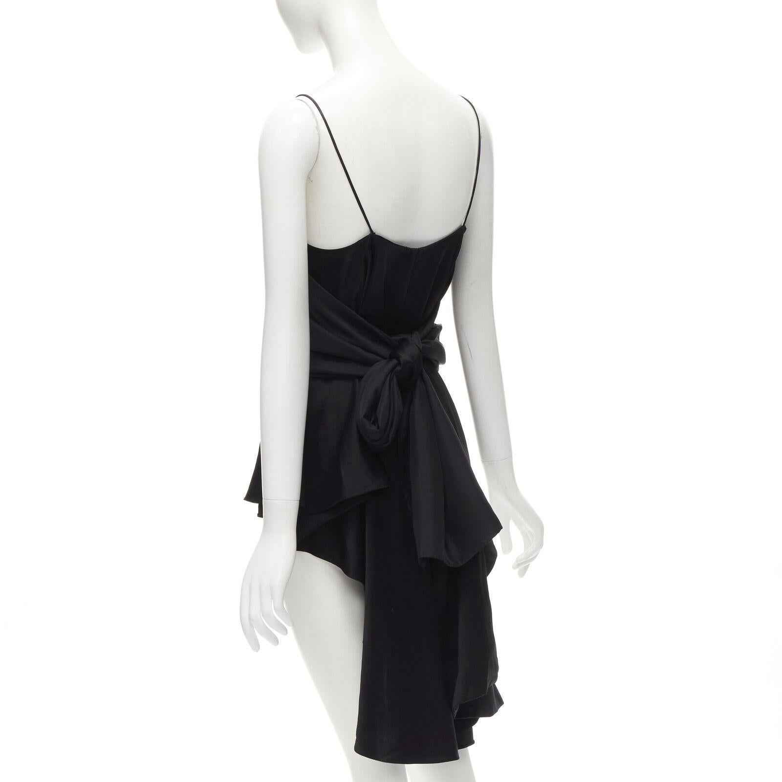 THE ROW black XL bow tie back high low hem spaghetti strap cami tank top US0 XS In Good Condition For Sale In Hong Kong, NT