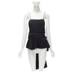 THE ROW black XL bow tie back high low hem spaghetti strap cami tank top US0 XS