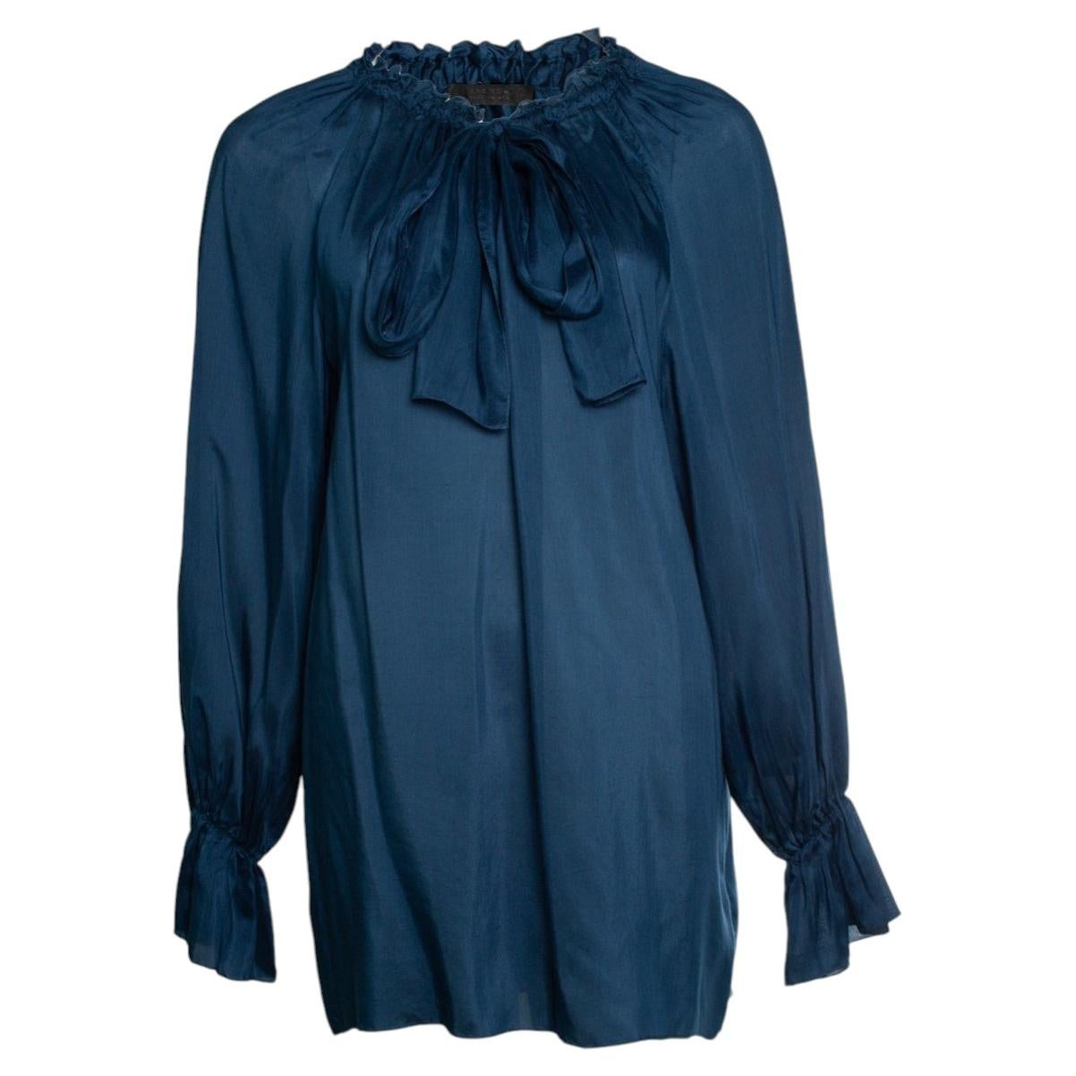 The Row, blue blouse with bow For Sale