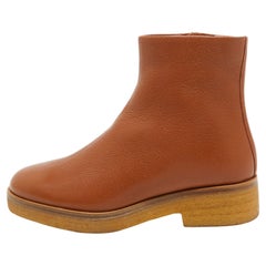 The Row Boris Brown Leather Ankle Boots Size 37