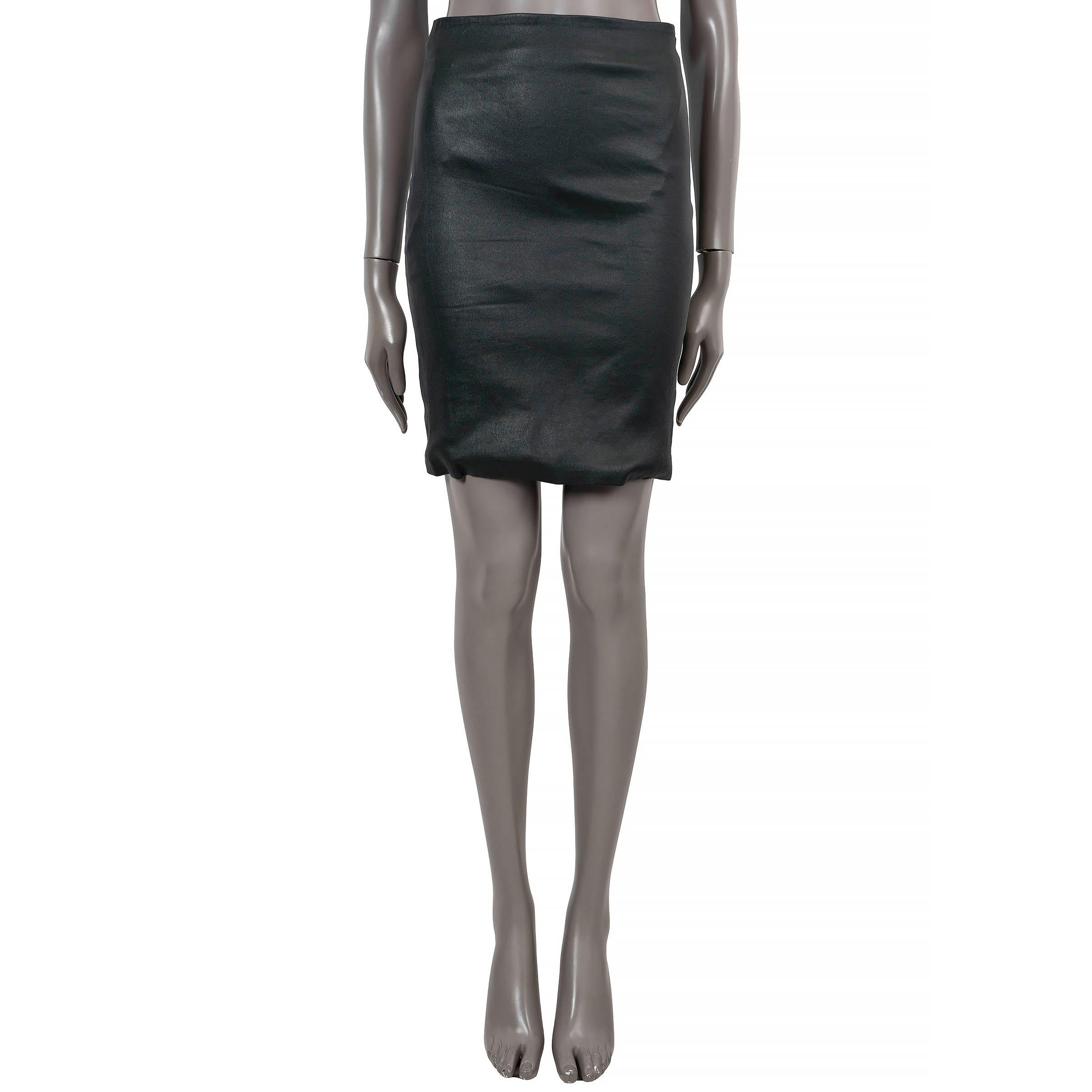 Women's THE ROW bottle green LOATTAN STRETCH LEATHER Mini Skirt 2 XS For Sale