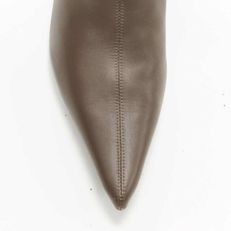 THE ROW Bourgeoise Stretch taupe brown pointy curved heel low bootie EU35.5 For Sale 1
