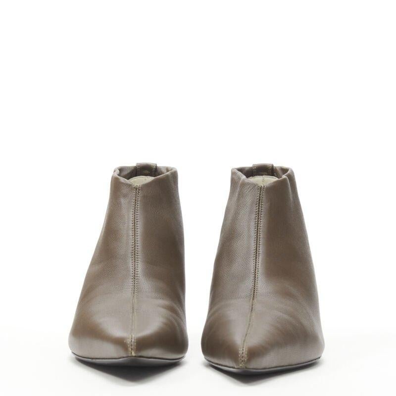 Gray THE ROW Bourgeoise Stretch taupe brown pointy curved heel low bootie EU38.5 For Sale
