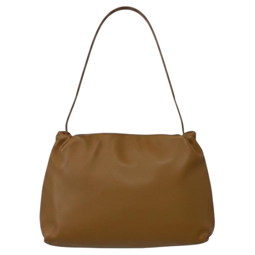 The Row Bourse Bag Taupe Nappa Leather XL Bubble Clutch / Shoulder Bag Authentic