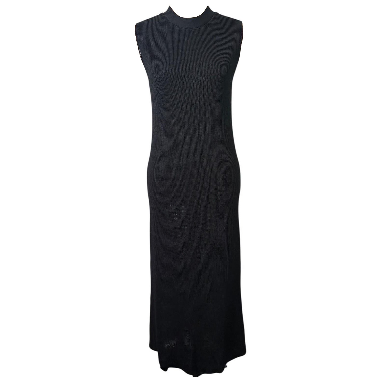 The Row Bowen Dress SS19 size XS Black Silk & Cotton Knit Sleeveless Midi
