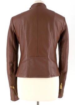 The Row Brown Deer Skin High Neck Leather Jacket SIZE 6