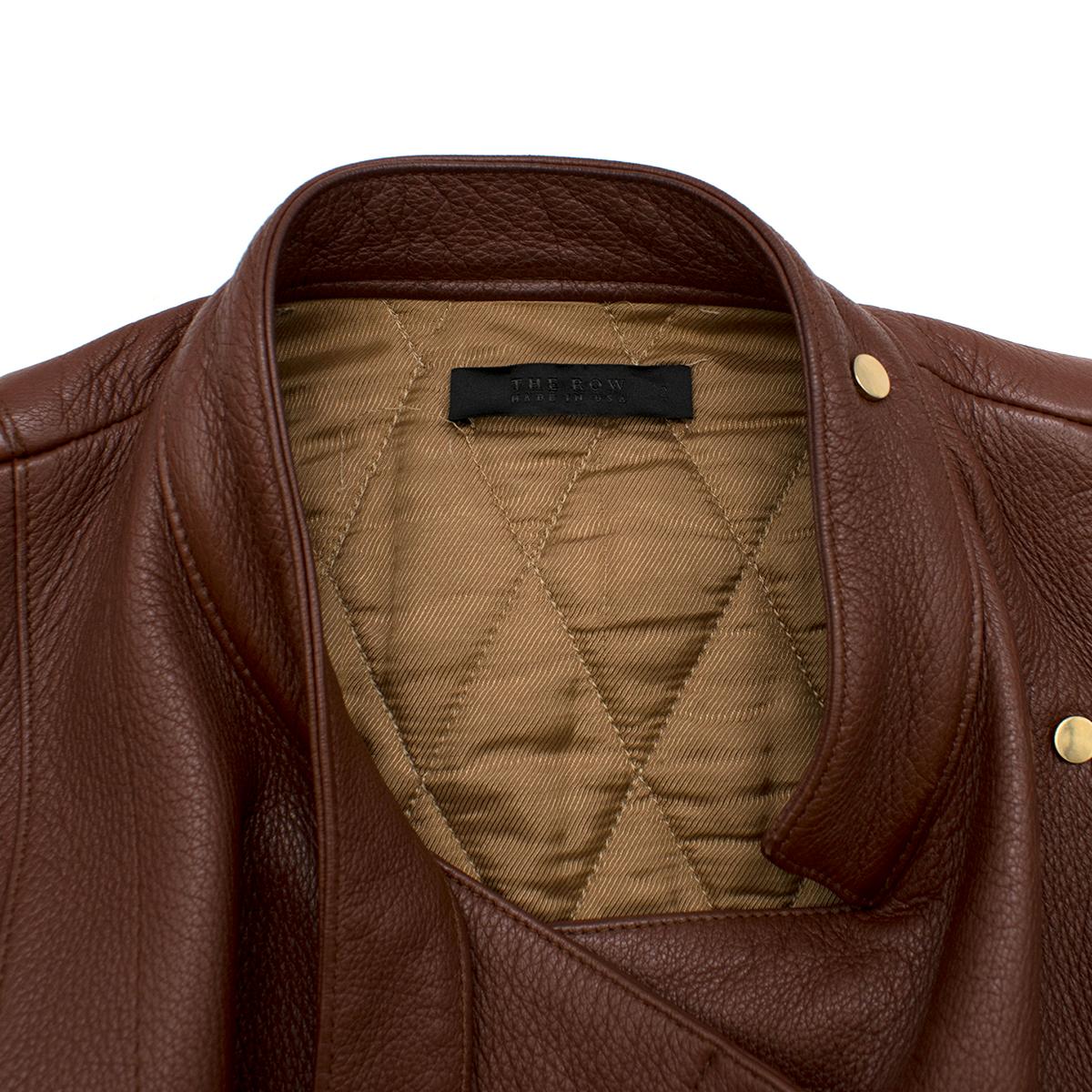 the row brown leather jacket