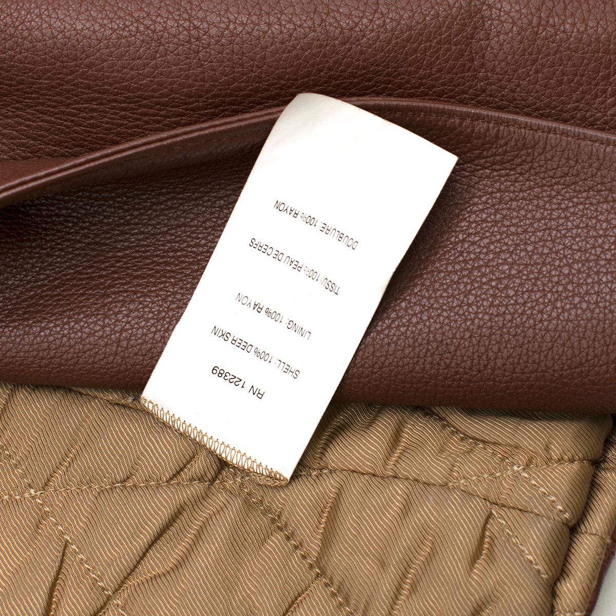 The Row Brown Deer Skin High Neck Leather Jacket SIZE 6 In Excellent Condition In London, GB