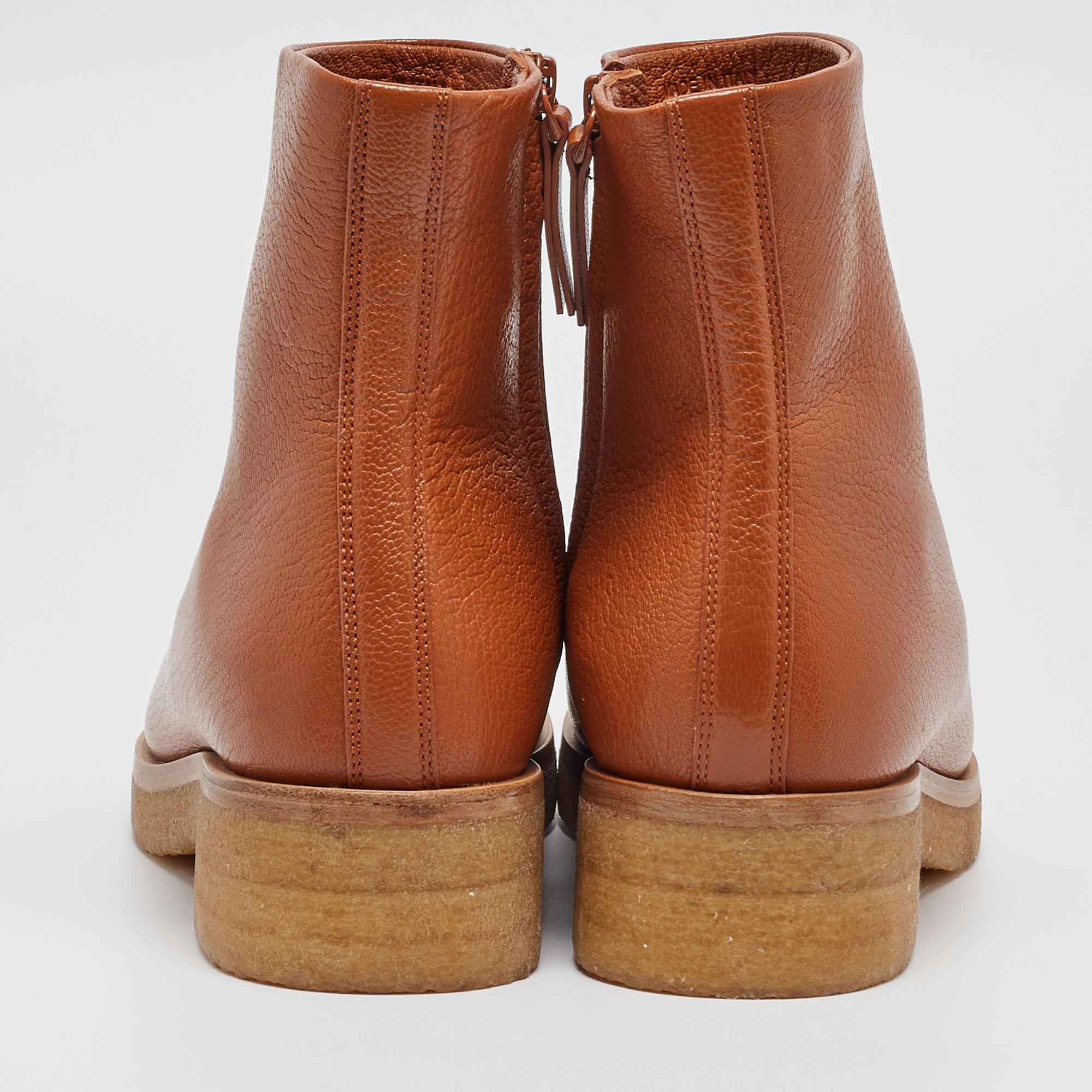 The Row Brown Leather Ankle Boots Size 41 For Sale 1