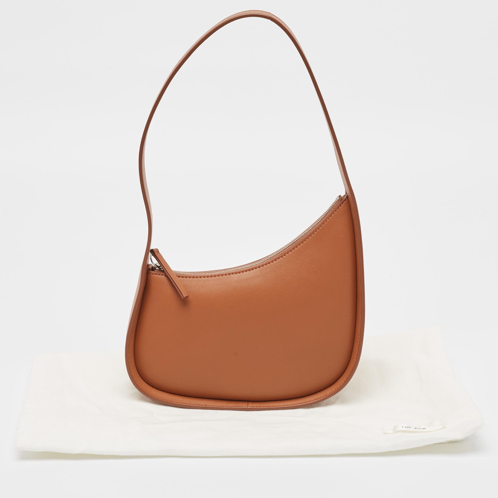 The Row Brown Leather Half Moon Shoulder Bag 7