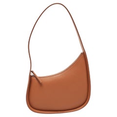 The Row Brown Leather Half Moon Shoulder Bag