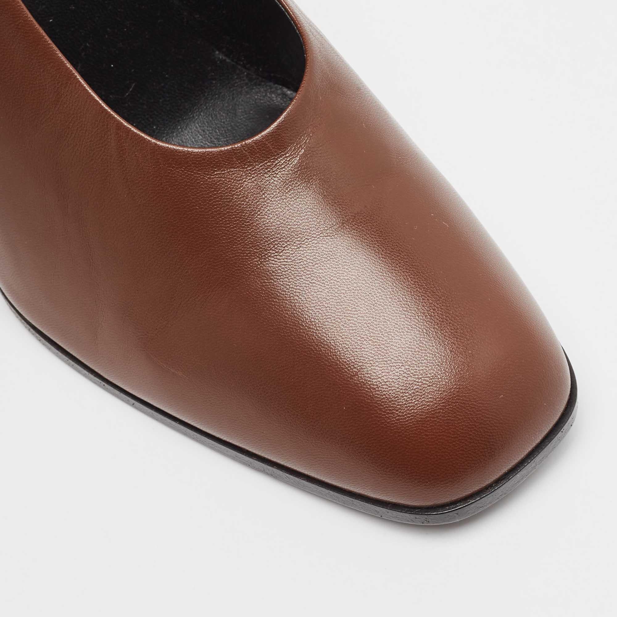 The Row Brown Leather Jade Pumps Size 36 For Sale 3
