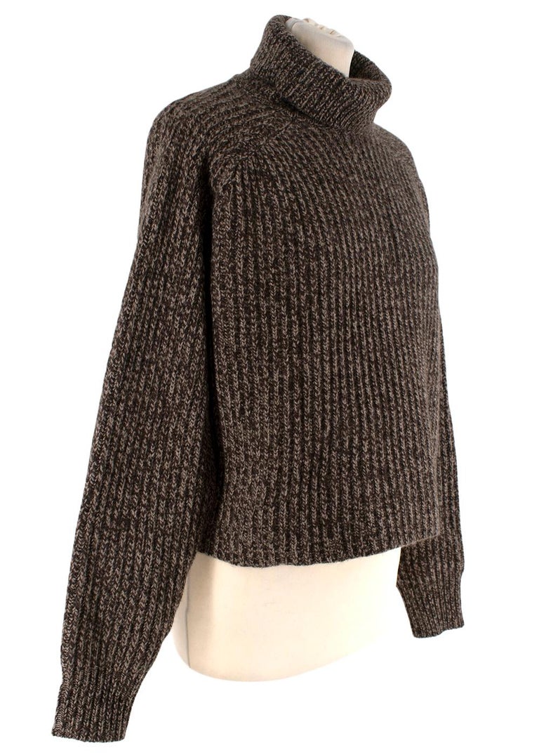 Women's The Row Brown Marl Cashmere Knit Polo Neck Jumper - US 4 For Sale