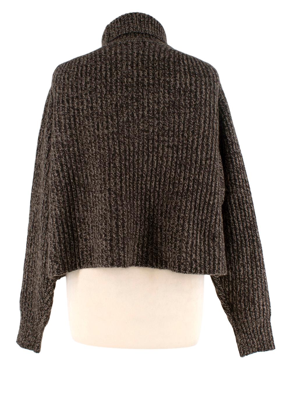 The Row Brown Marl Cashmere Knit Polo Neck Jumper - US 4 1