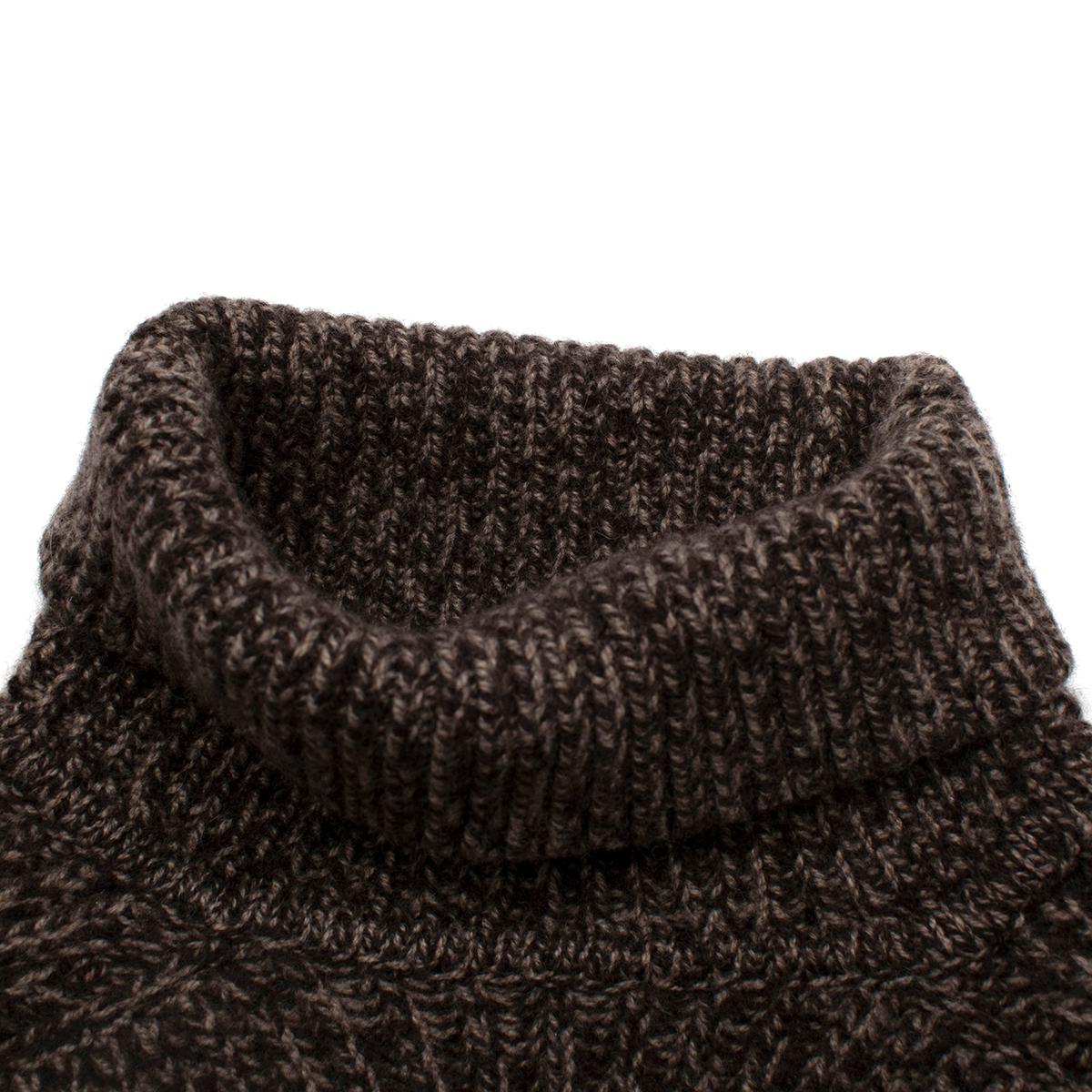 The Row Brown Marl Cashmere Knit Polo Neck Jumper - US 4 2