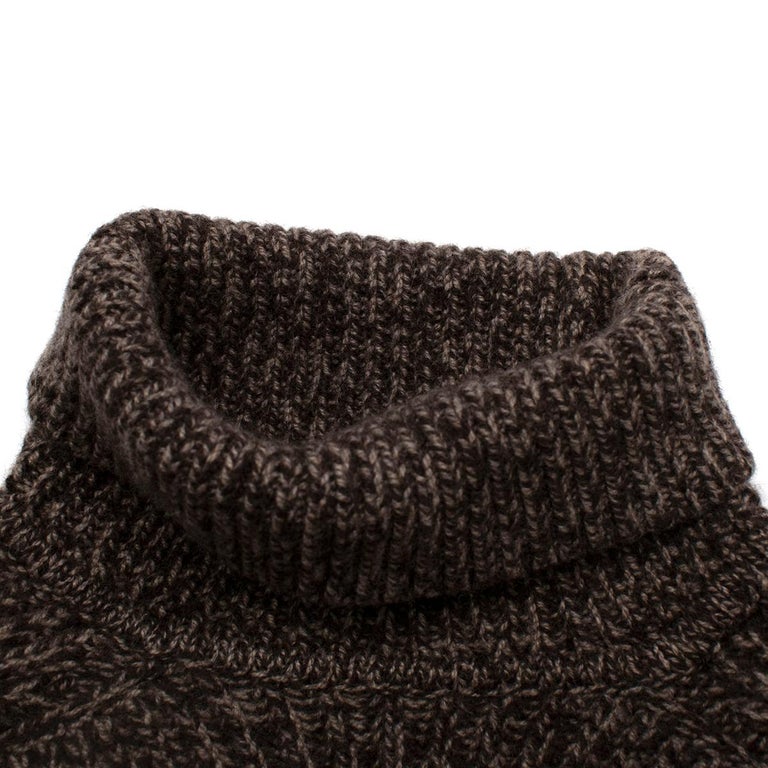 The Row Brown Marl Cashmere Knit Polo Neck Jumper - US 4 For Sale 2