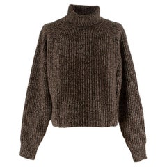 The Row Brown Marl Cashmere Knit Polo Neck Jumper - US 4