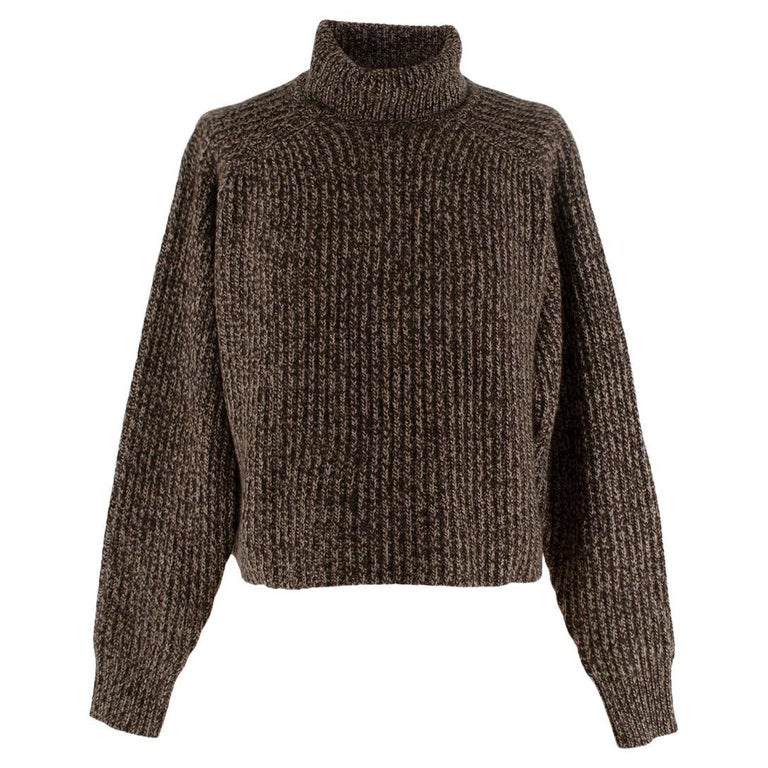 The Row Brown Marl Cashmere Knit Polo Neck Jumper - US 4 For Sale