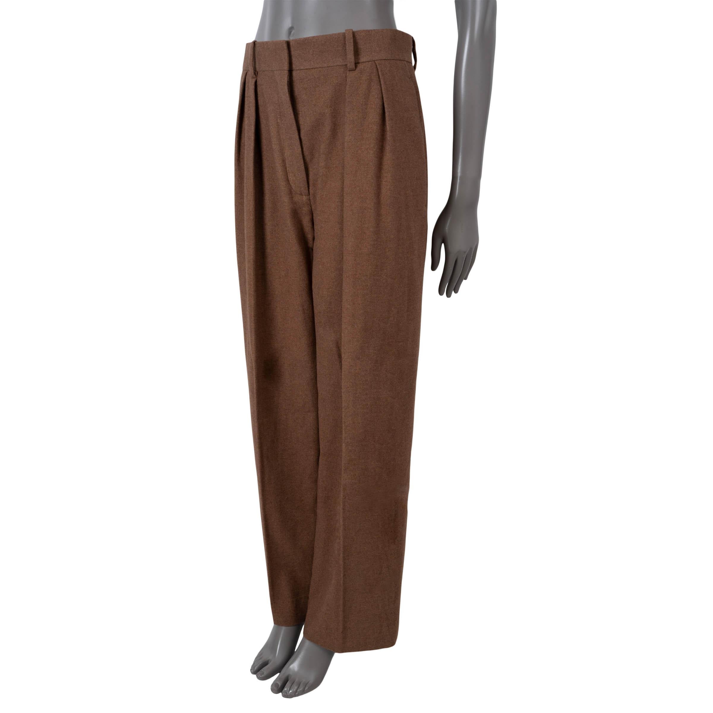 100% authentic The Row igor dress pants in brown silk (51%) and cashmere (49%). Features a high waist, pleated front and wide legs. Close with concealed button and zipper. Have been worn and is in excellent condition.

Complete the look with