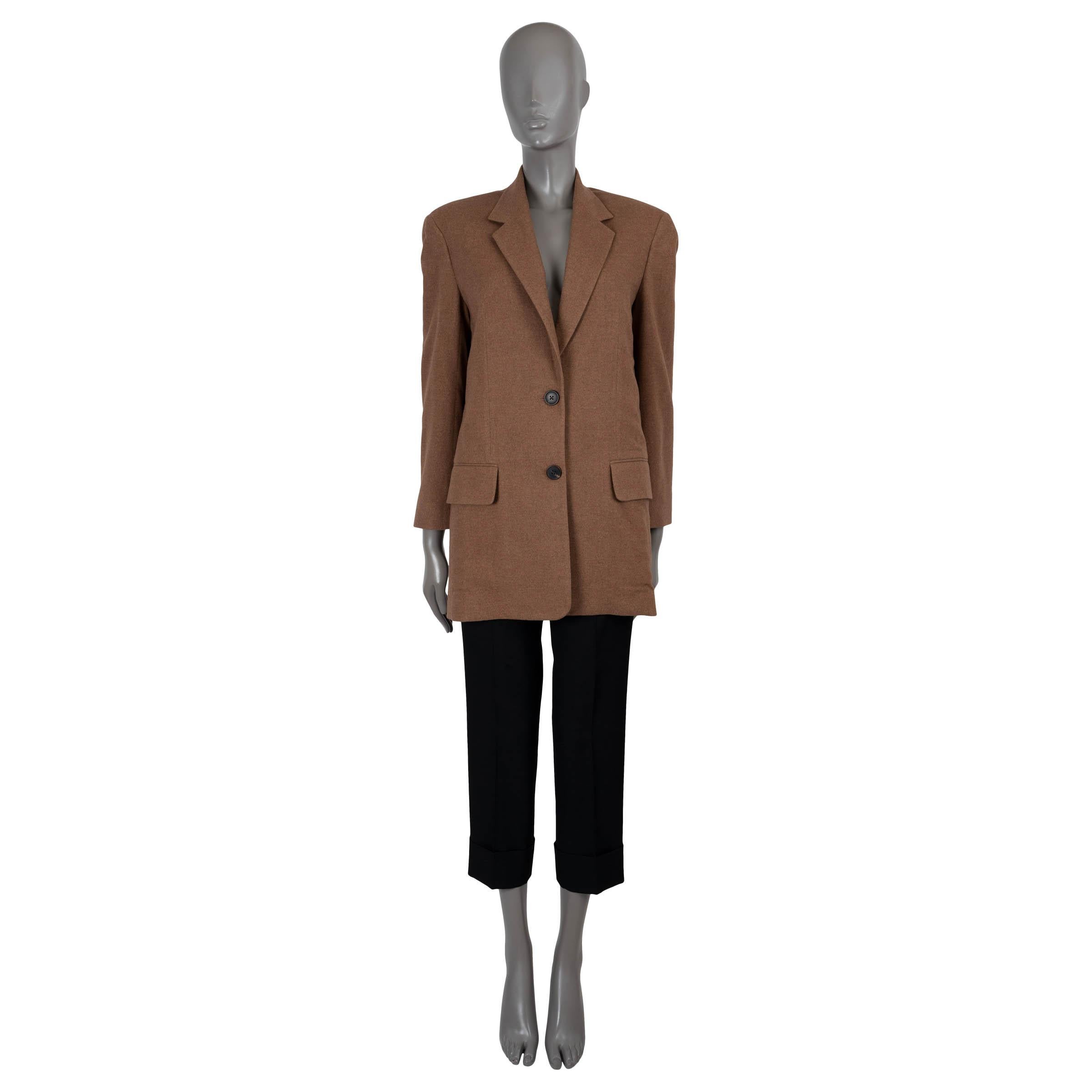 THE ROW brown silk & cashmere 2021 STONNA OVERSIZED Blazer Jacket XS In Excellent Condition For Sale In Zürich, CH