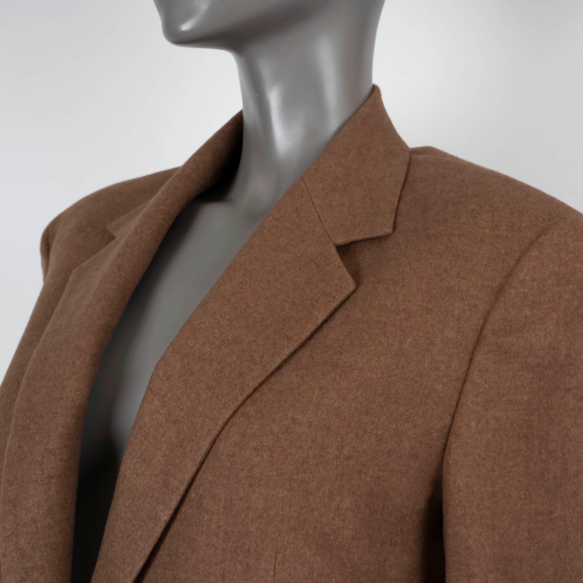 Women's THE ROW brown silk & cashmere 2021 STONNA OVERSIZED Blazer Jacket XS For Sale