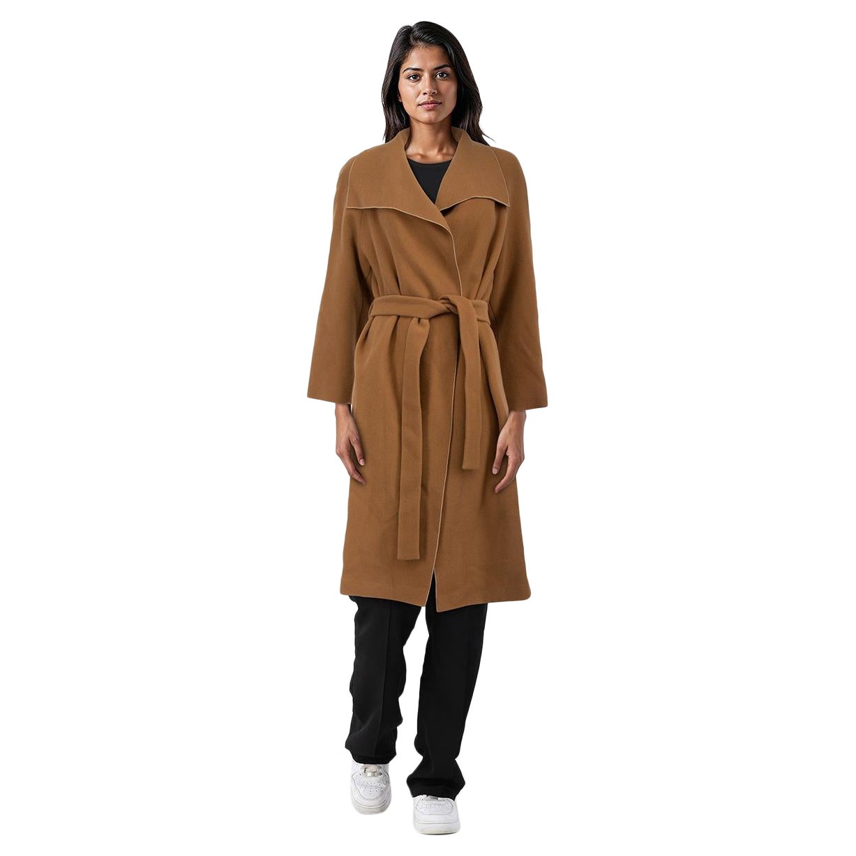 The Row Brown Wool Belted Robe Coat Size M For Sale
