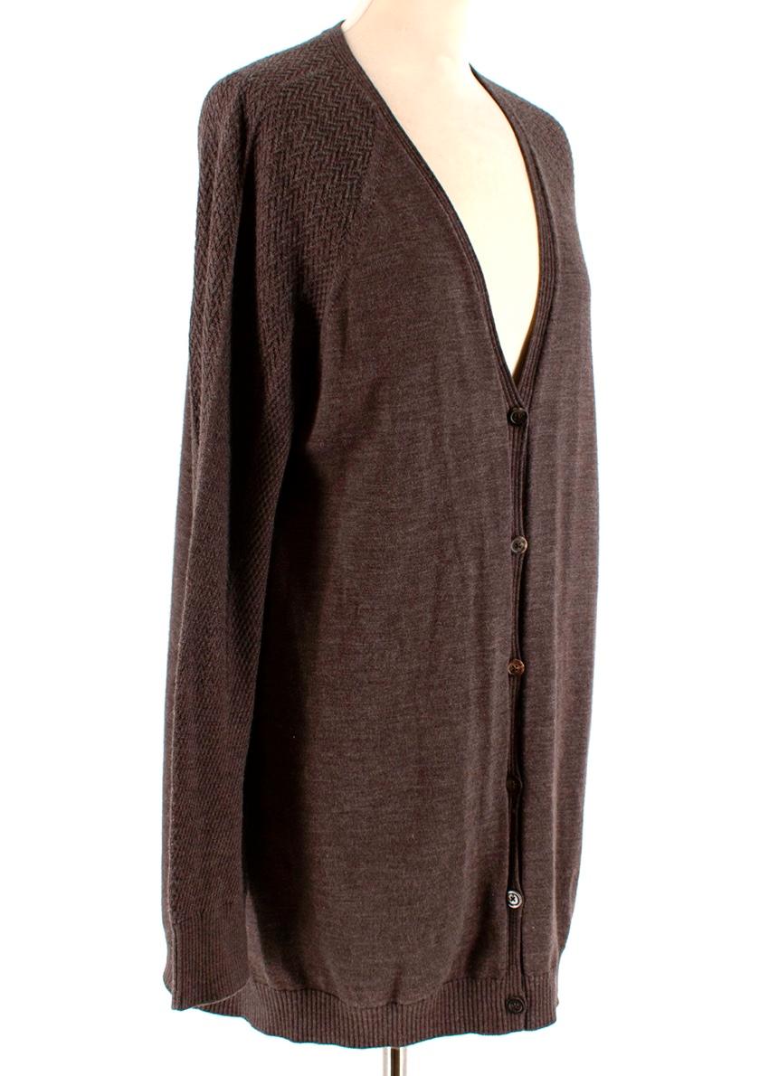 The Row Brown Wool & Cashmere blend Oversized Knit Cardigan - Size S For Sale 1
