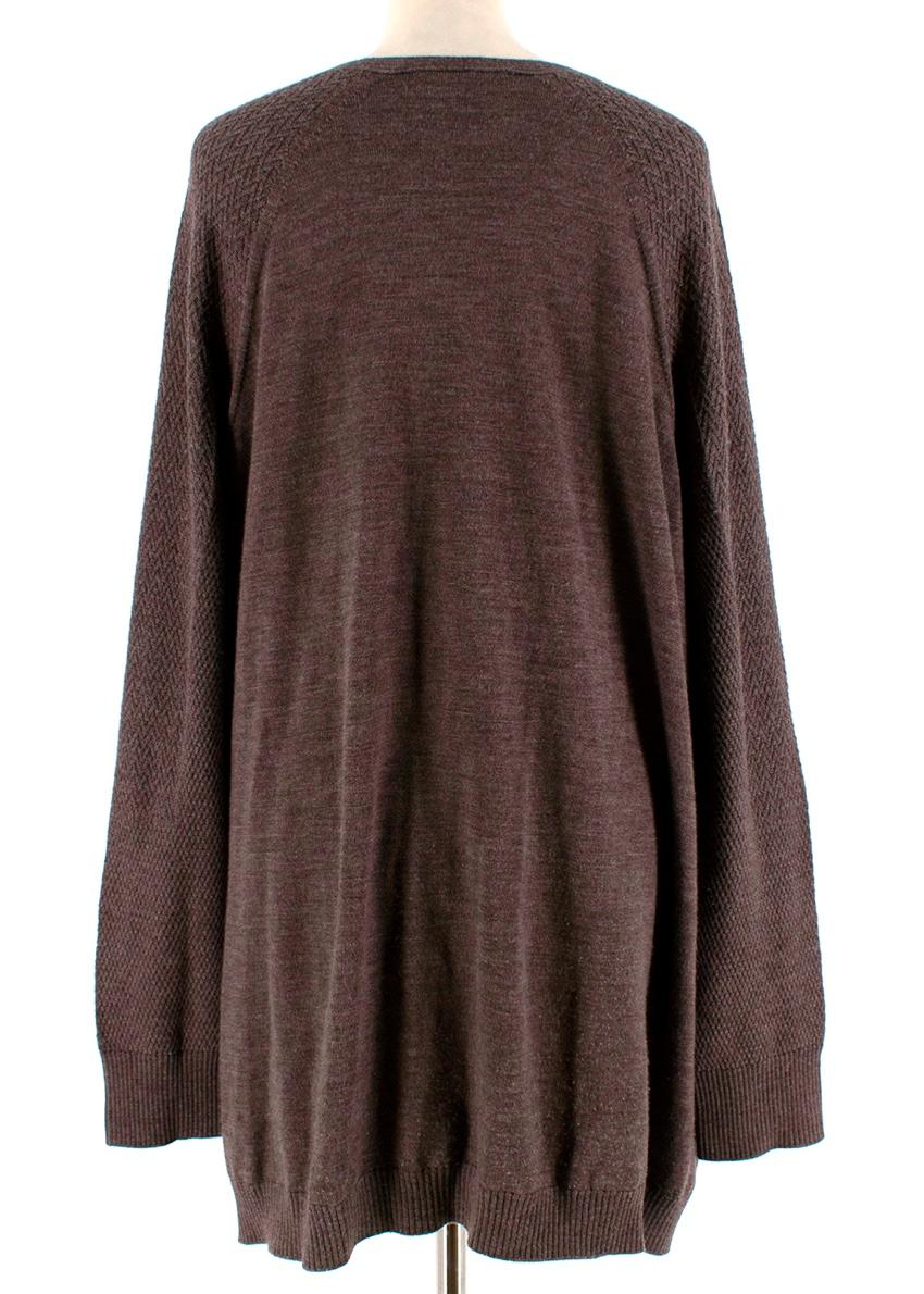 The Row Brown Wool & Cashmere blend Oversized Knit Cardigan - Size S For Sale 2