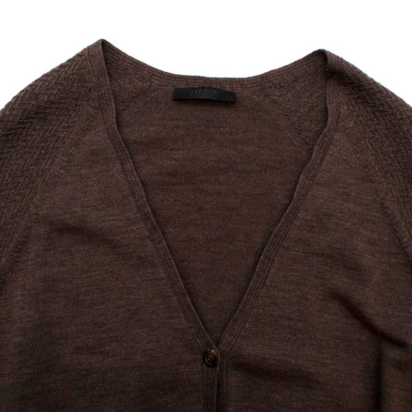 The Row Brown Wool & Cashmere blend Oversized Knit Cardigan - Size S For Sale 3
