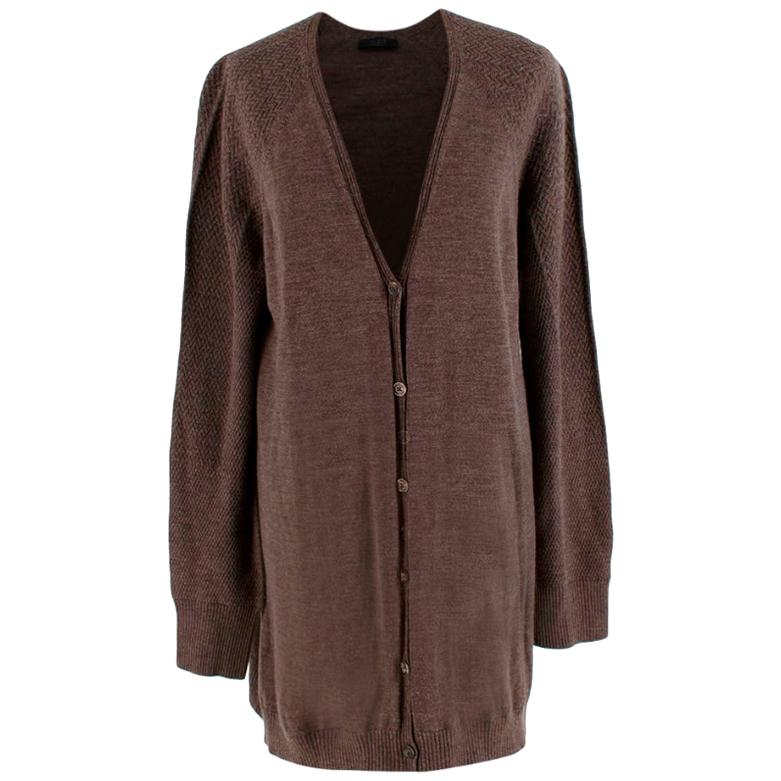The Row Brown Wool & Cashmere blend Oversized Knit Cardigan - Size S For Sale