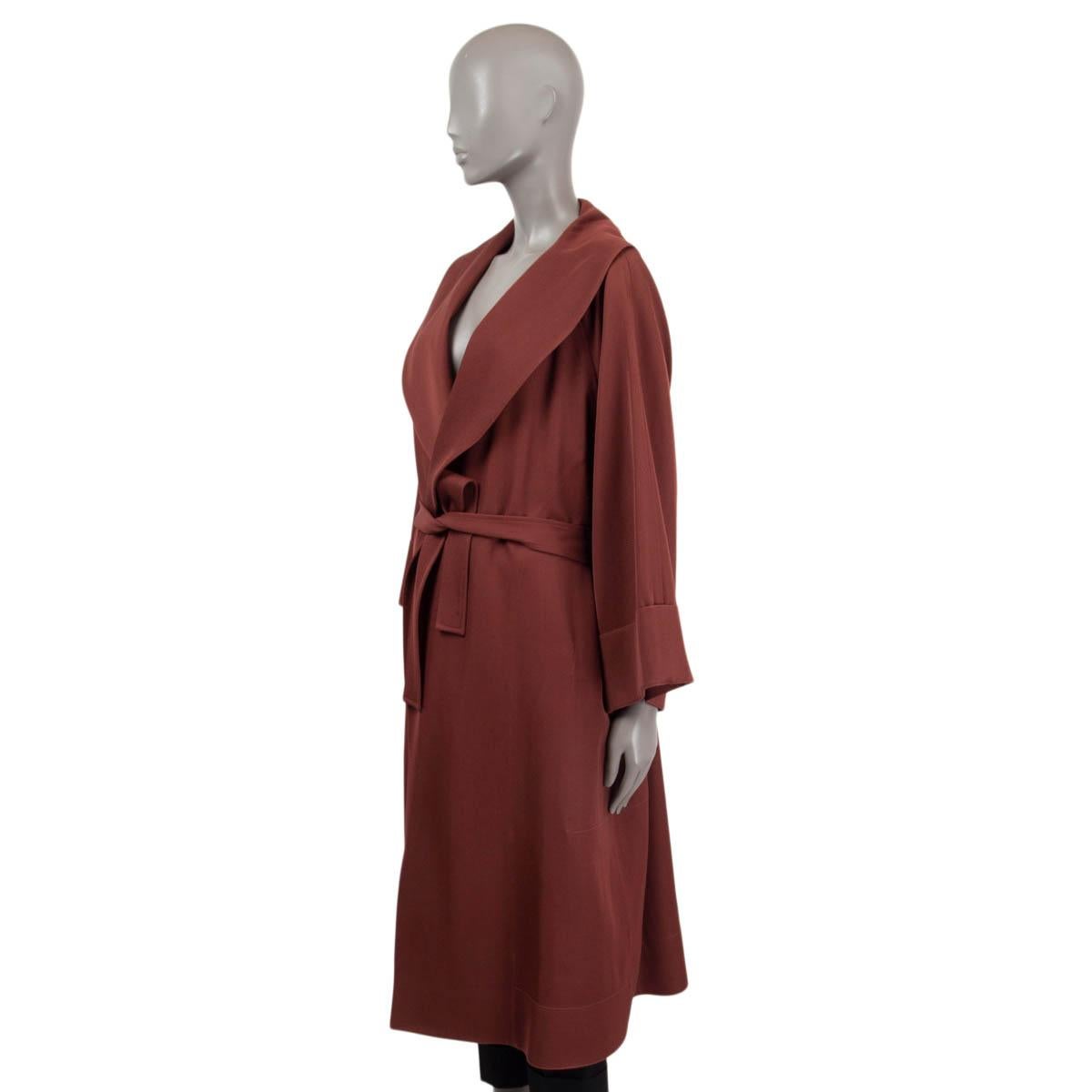THE ROW burgundy BELTED WRAP Coat Jacket 0 XS In Good Condition In Zürich, CH